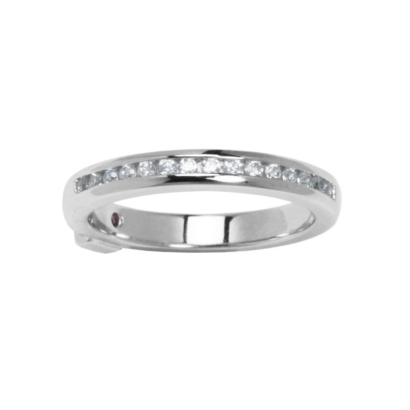 Bague semie-éternitée pour femme en argent 925, zircons