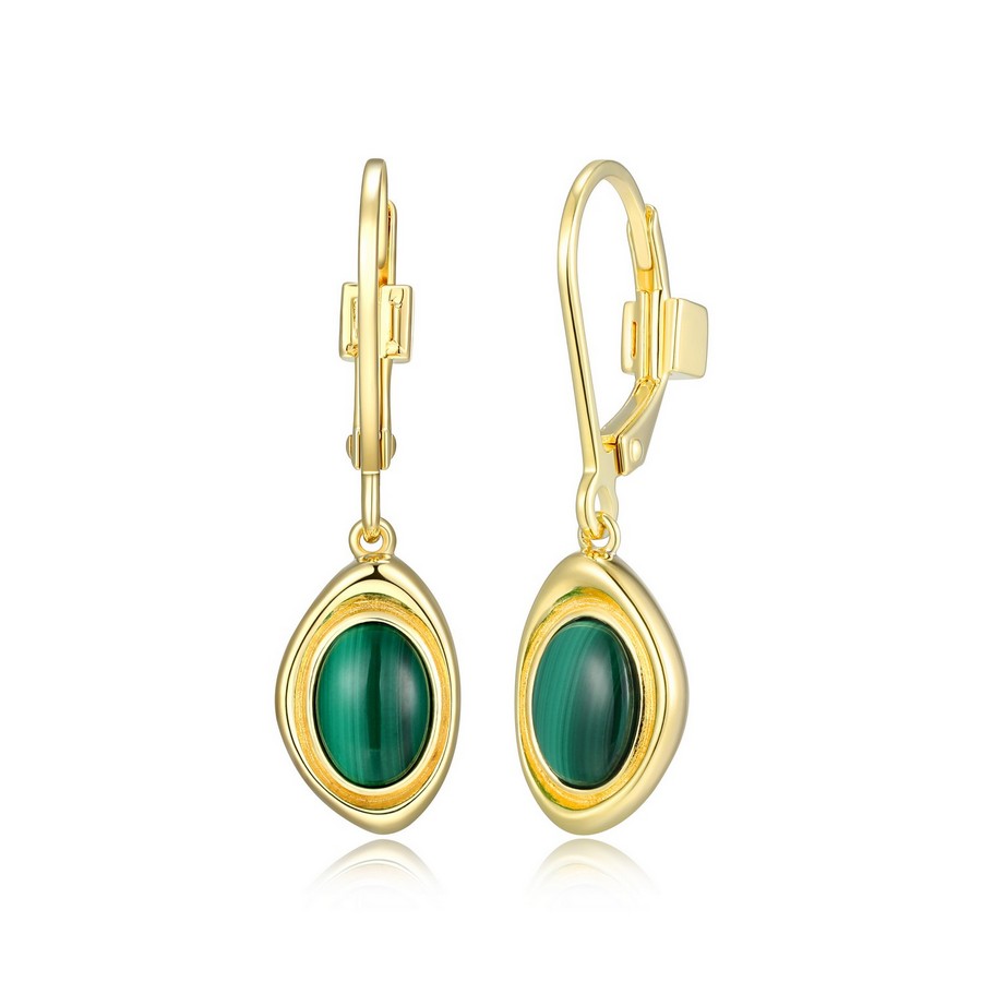 Boucles d'oreilles pour femme en argent 925, malachites - 32LCUT3003 - ELLE