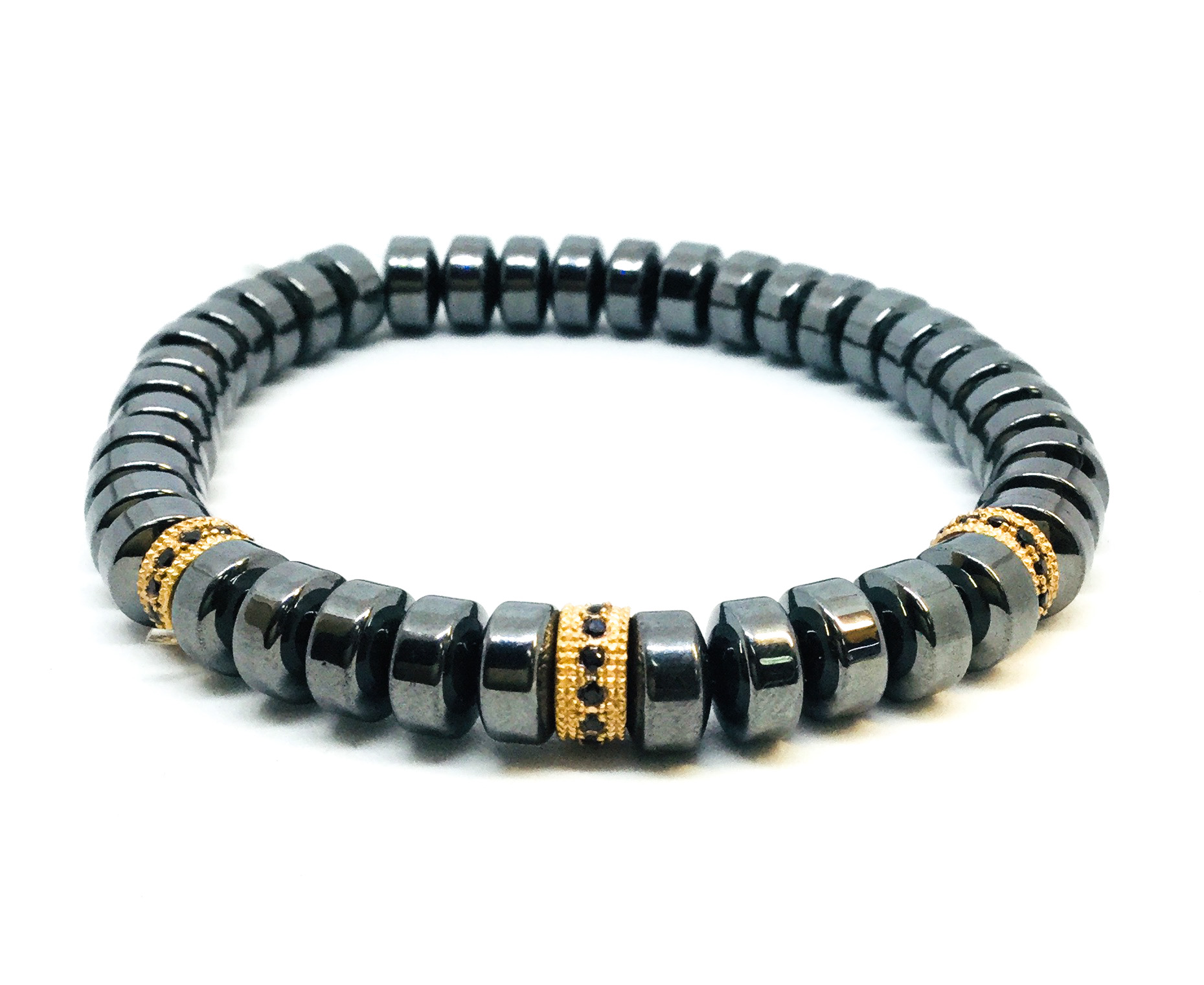 Bracelet stainless, boules, élastique