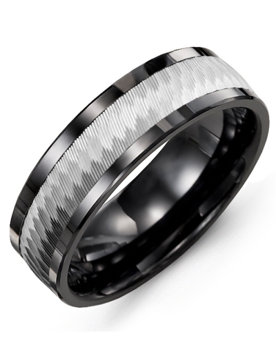 Bague homme or 10K et céramique noire
