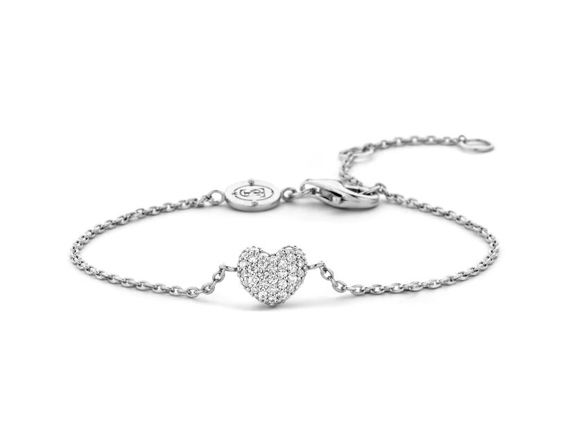 Bracelet pour femme en argent 925, coeur, cubic zirconium