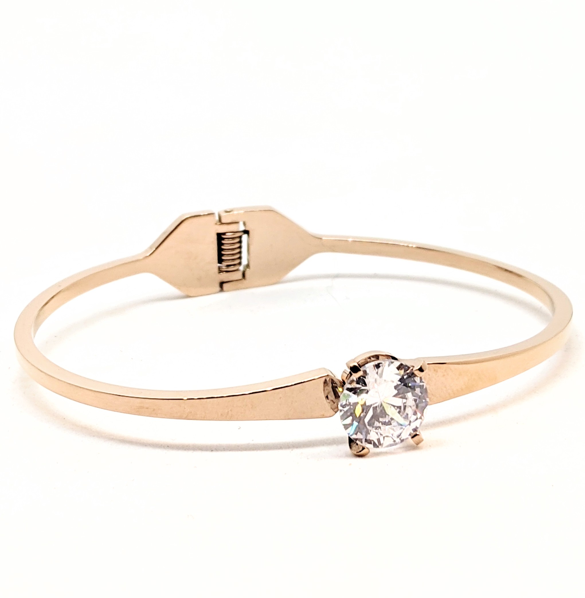 Bracelet stainless rigide, 1 pierre