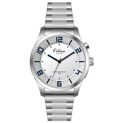 Montre homme stainless, bracelet élastique, glow, 30M