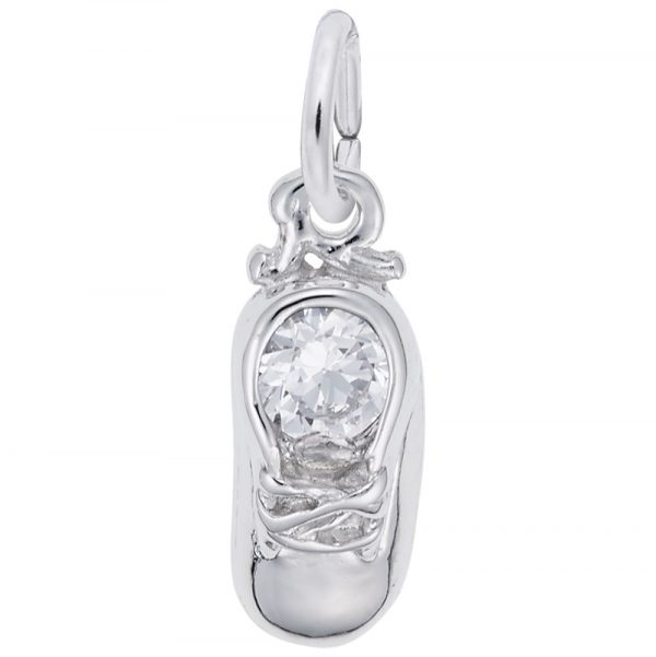 Pendentif en argent 925, soulier, pierre de naissance