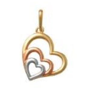 Pendentif or 10K, 3 coeurs