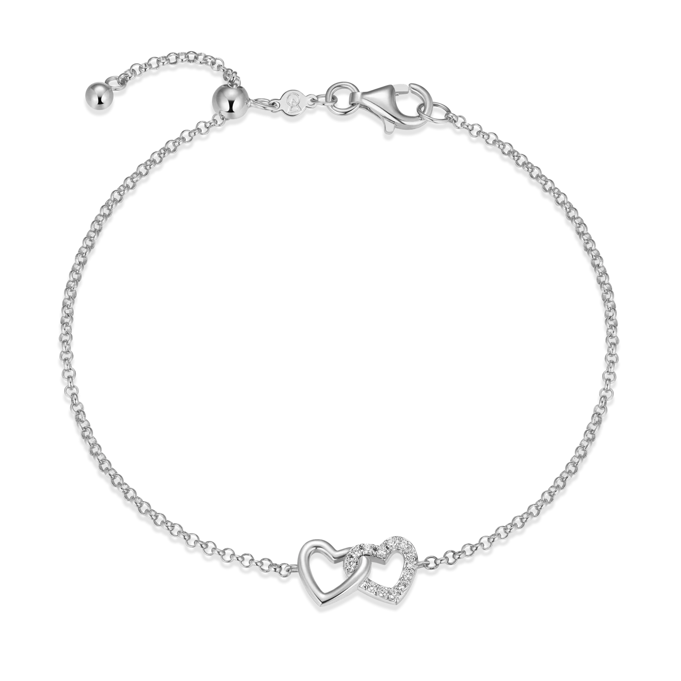 Bracelet pour femme en argent 925, 0.091 carat de diamants laboratoires, coeurs - R1ACWXKH43 - M by Monte Luna