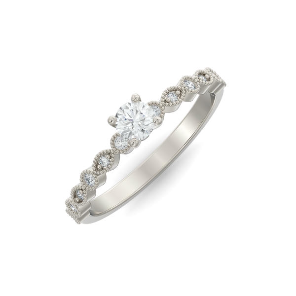 Bague pour femme en or 10k, 0.34 carat de diamants laboratoire VS ( diamant central = 0.25 carat ) - FS-040AW - MALO