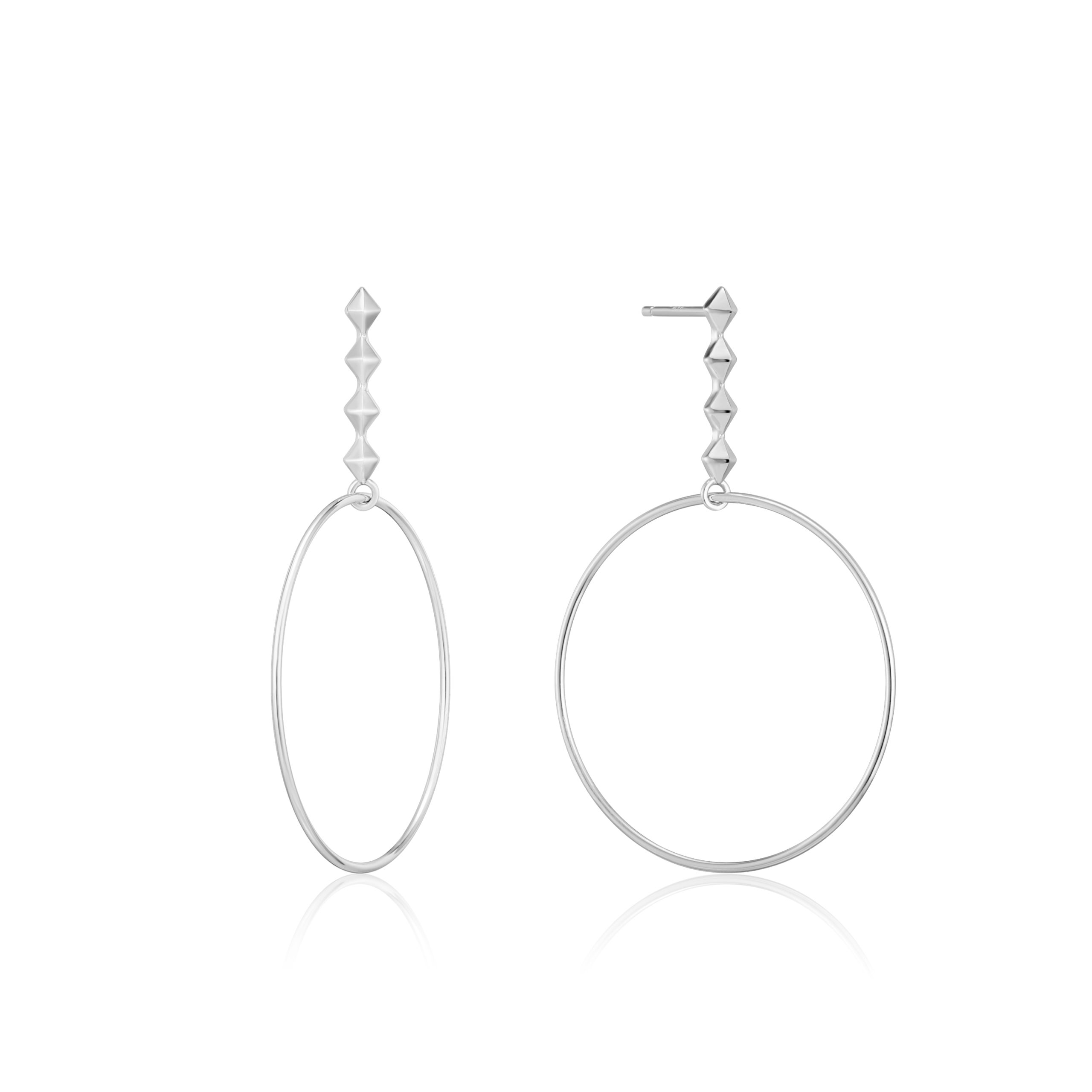 Boucles d'orelles argent 925, 4 losanges, anneau