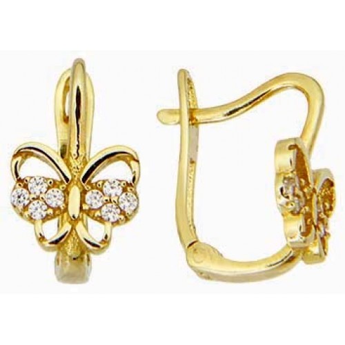 Boucles d'oreilles or 10K, papillon garni de pierres