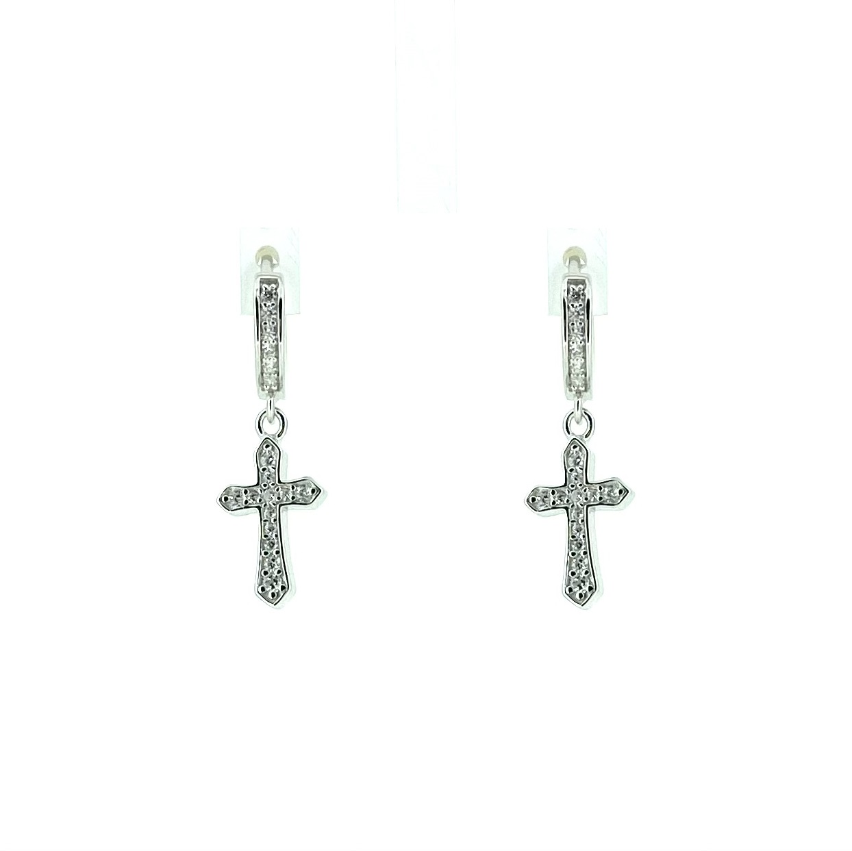 Boucles d'oreilles pour femme en argent 925, cubic zirconium, croix - DS-BO10 - Danny's silver