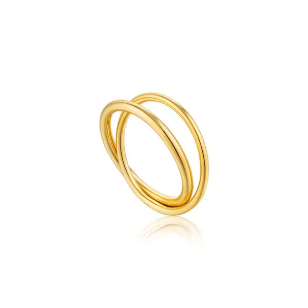 Bague pour femme en argent 925, 2 anneaux entre-croisées - R002-01G-50 - Ania Haie