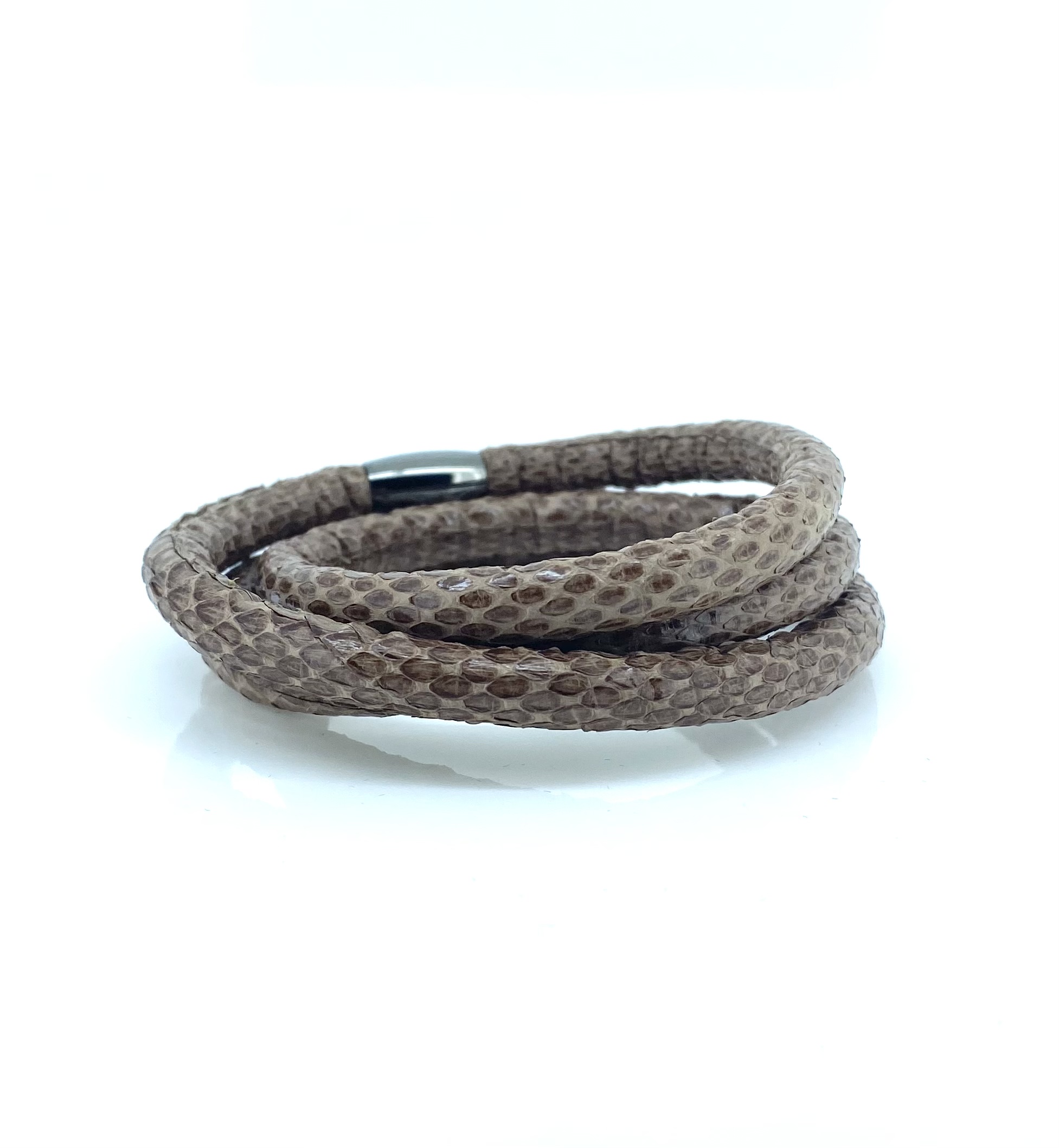 Bracelet triple pour femme en stainless et cuir, peau de serpent - 1004875-60 - Story