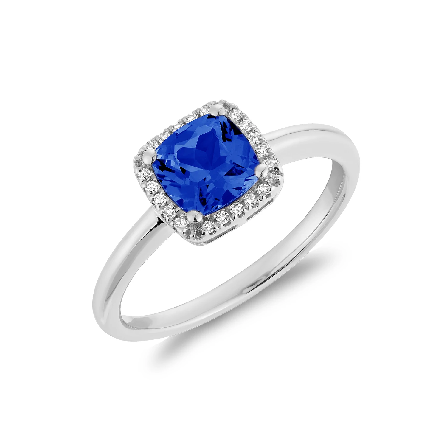 Bague pour femme en or 10k, 0.07 carat de diamants, 1 saphir fabriqué au laboratoire de 1.02 carat