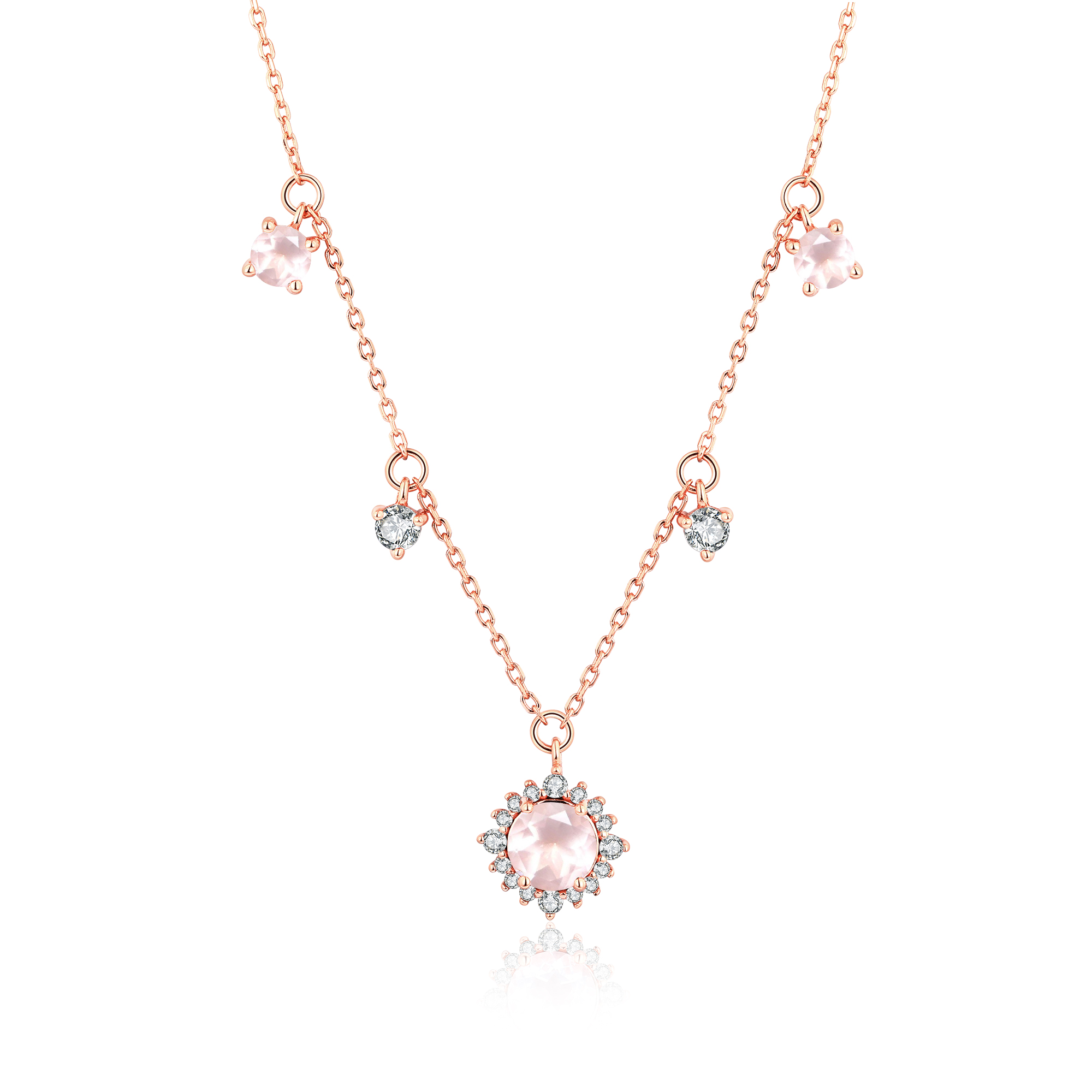 Pendentif pour femme en argent 925, quartz, cubic zirconium - LAURY-R - Pinkalie