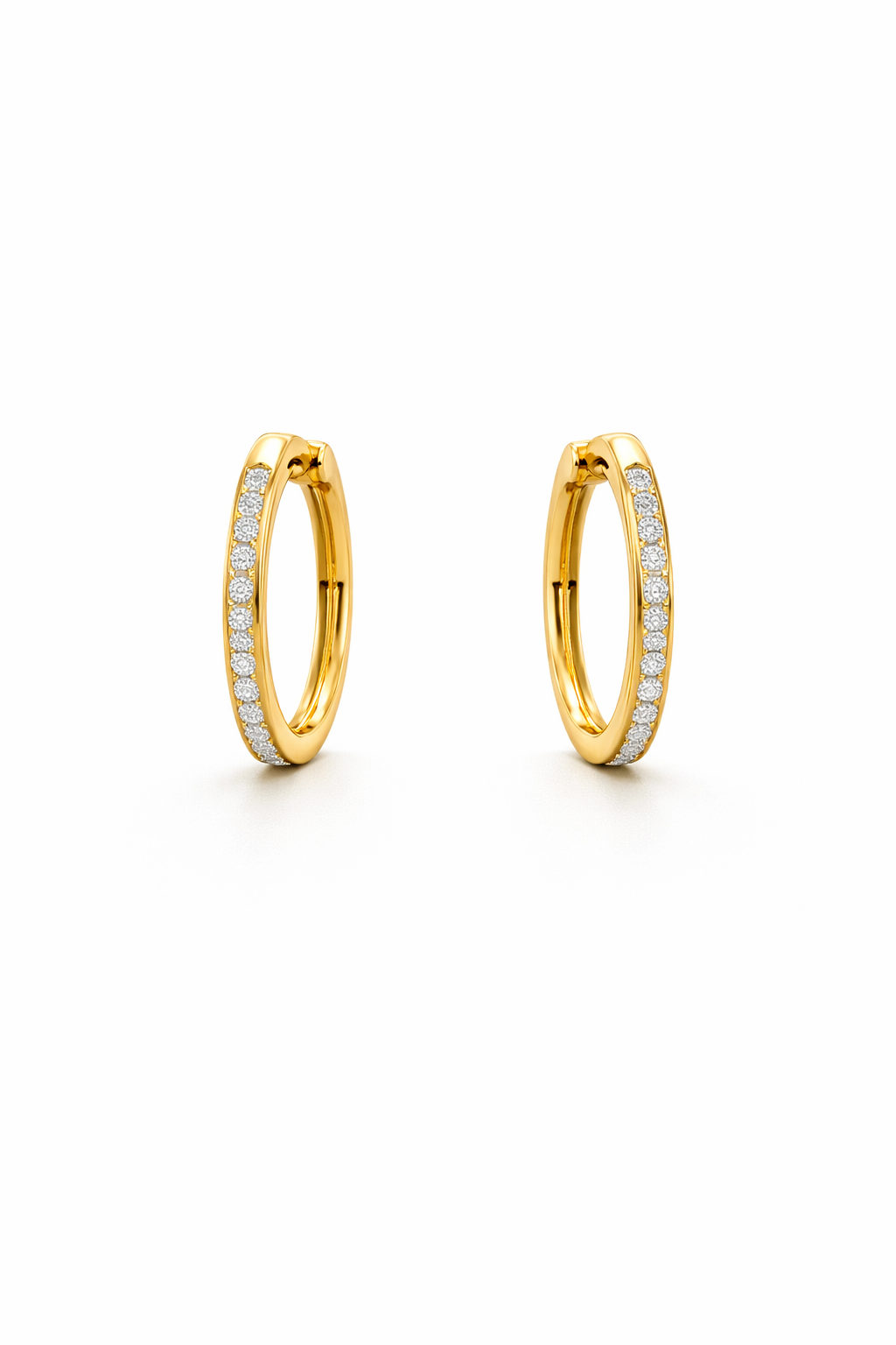 Boucles d'oreilles pour femme en stainless, zircons, huggies - BONAT-18CZ-G - Nathalie Belanger