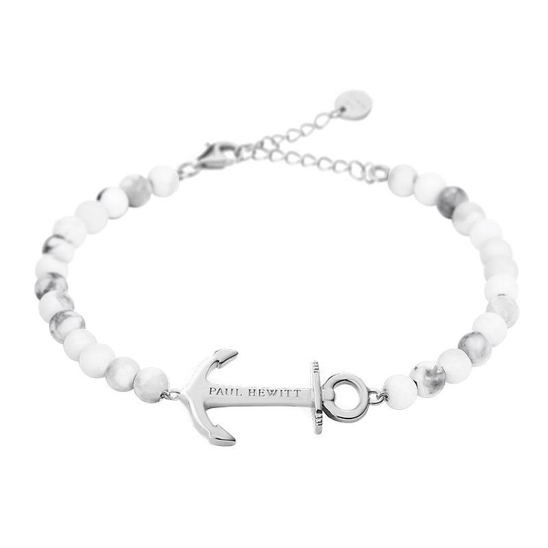 Bracelet stainless, ancre, boules marbrées