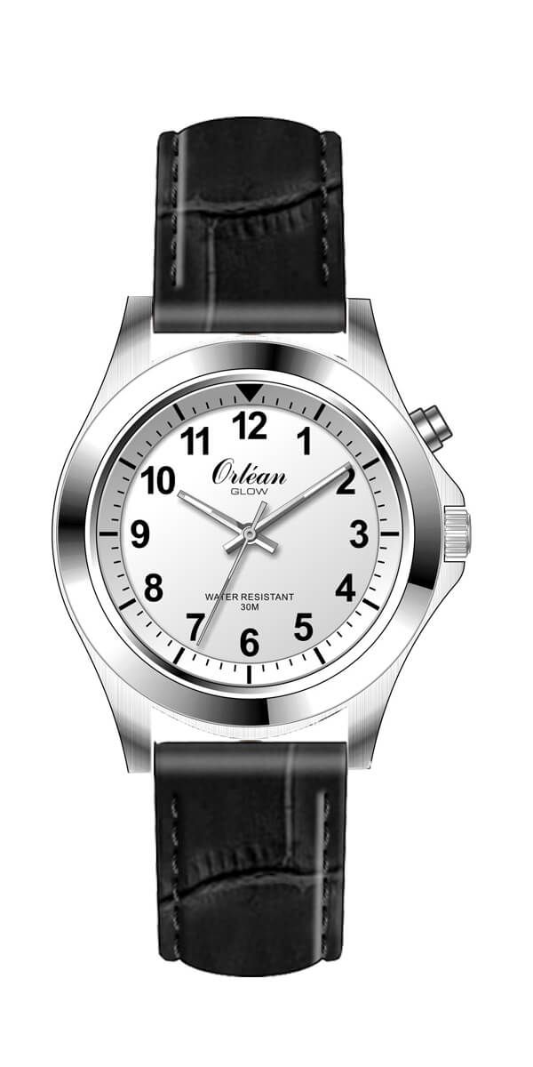 Montre pour femme en cuir et stainless, lumière