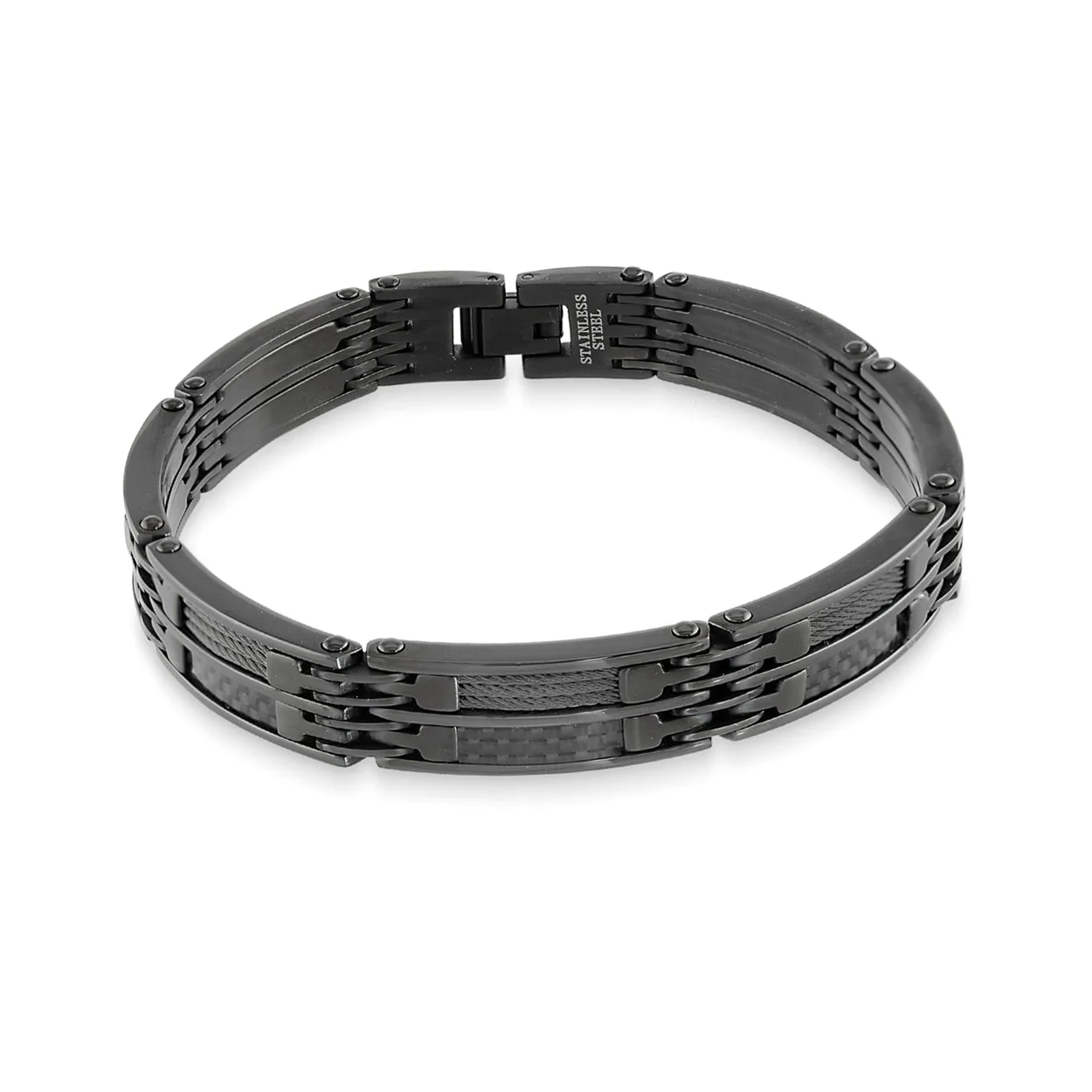 Bracelet pour homme en stainless et fibre de carbone
