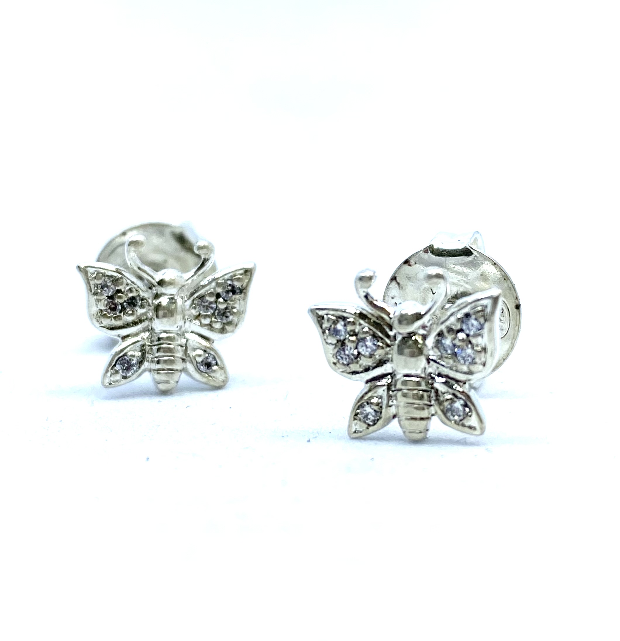 Boucles d'oreilles pour femme en argent 925, papillons, zircons