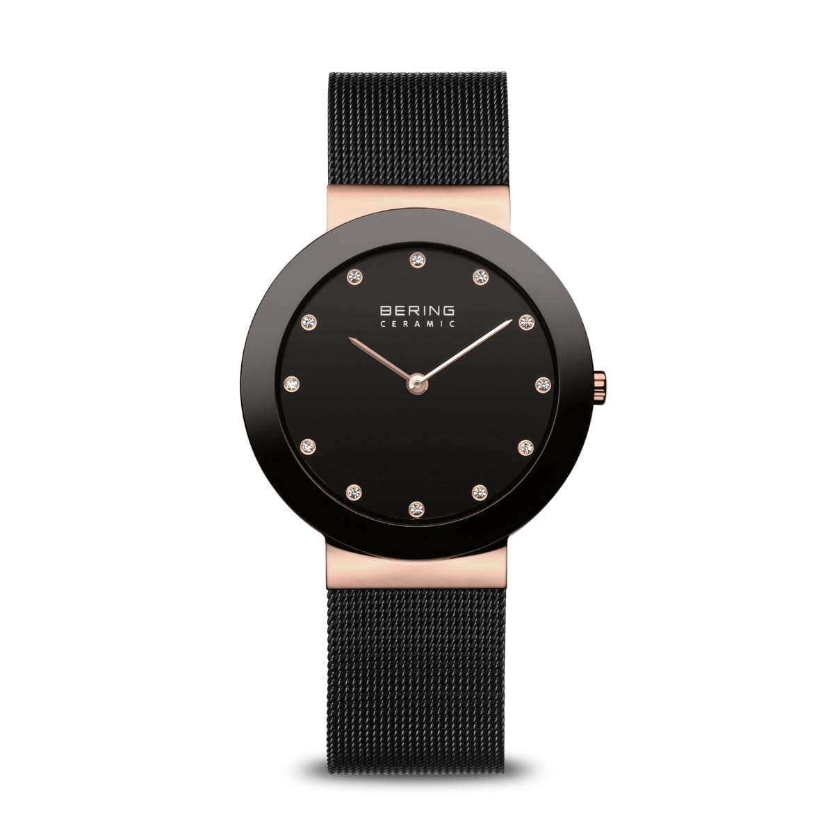 Montre pour femme en stainles et céramique, bracelet de mèche, 5ATM, zircons
