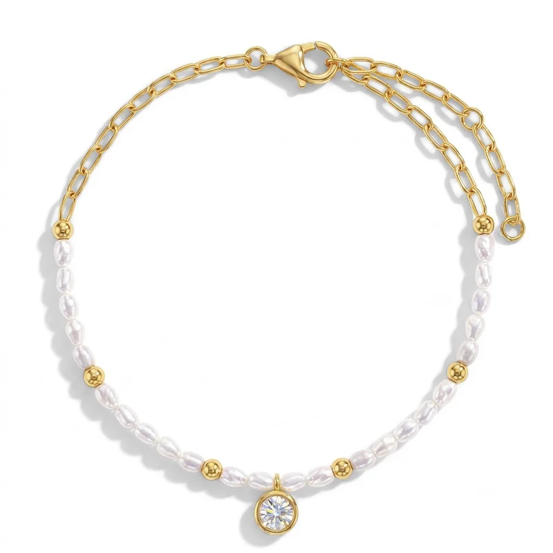 Bracelet pour enfant en argent 925, perle. cubic zirconium - GP-07-00052 - In Season Jewelry