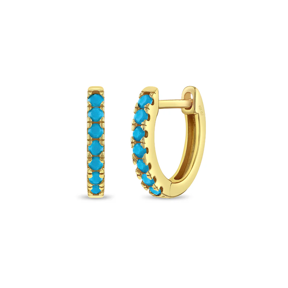 Boucles d'oreilles pour enfant en argent 925, turquoise - SS-03-01123 - In Season Jewelry