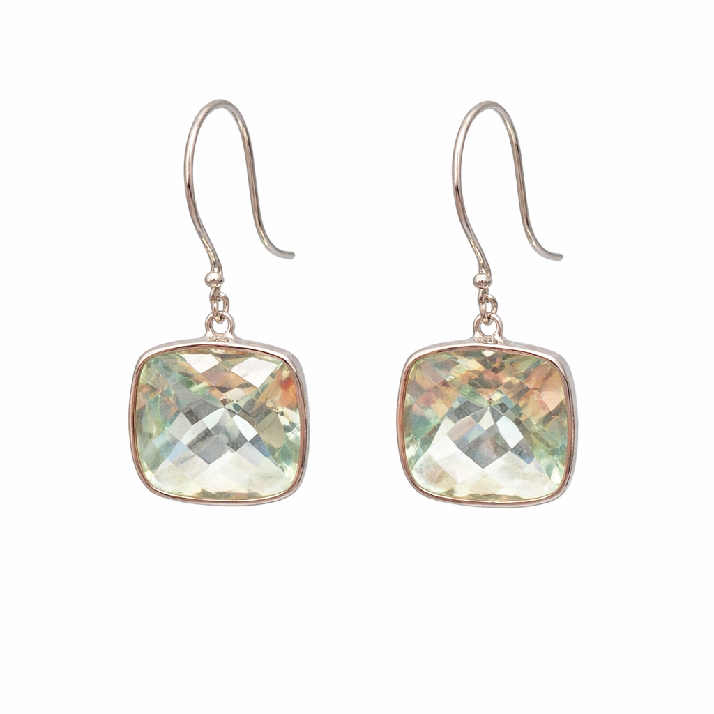 Boucles d'oreilles pour femme en or 14k, améthystes vertes - 501W4PD - BCouture