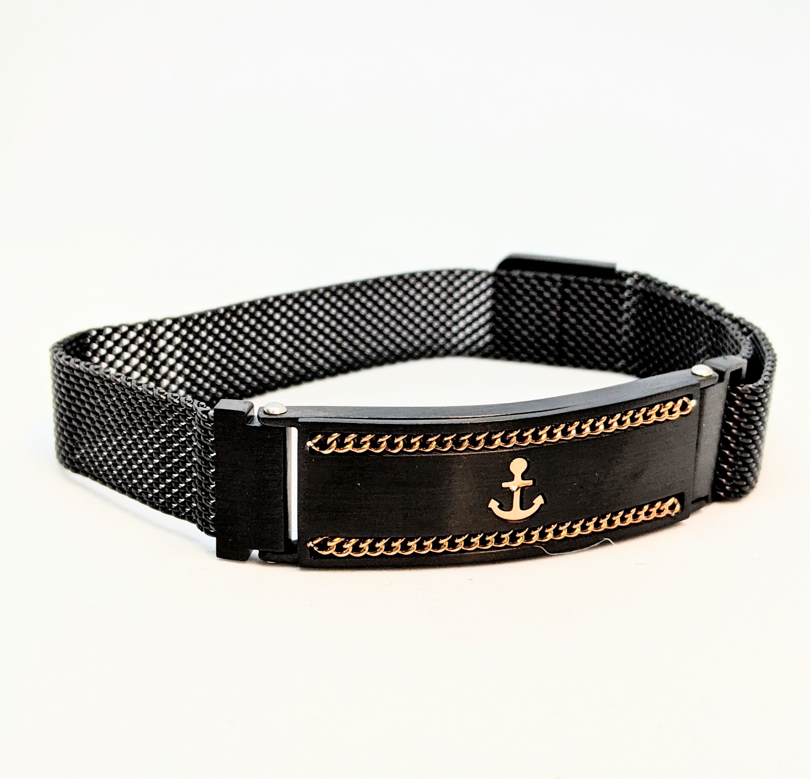 Bracelet stainless, mèche, ancre