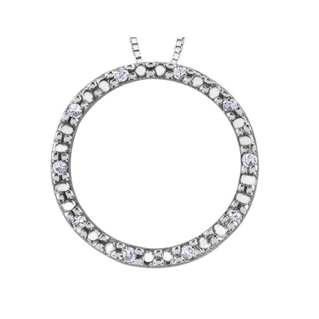 Pendentif or 10K, cercle, 5 points de diamants total