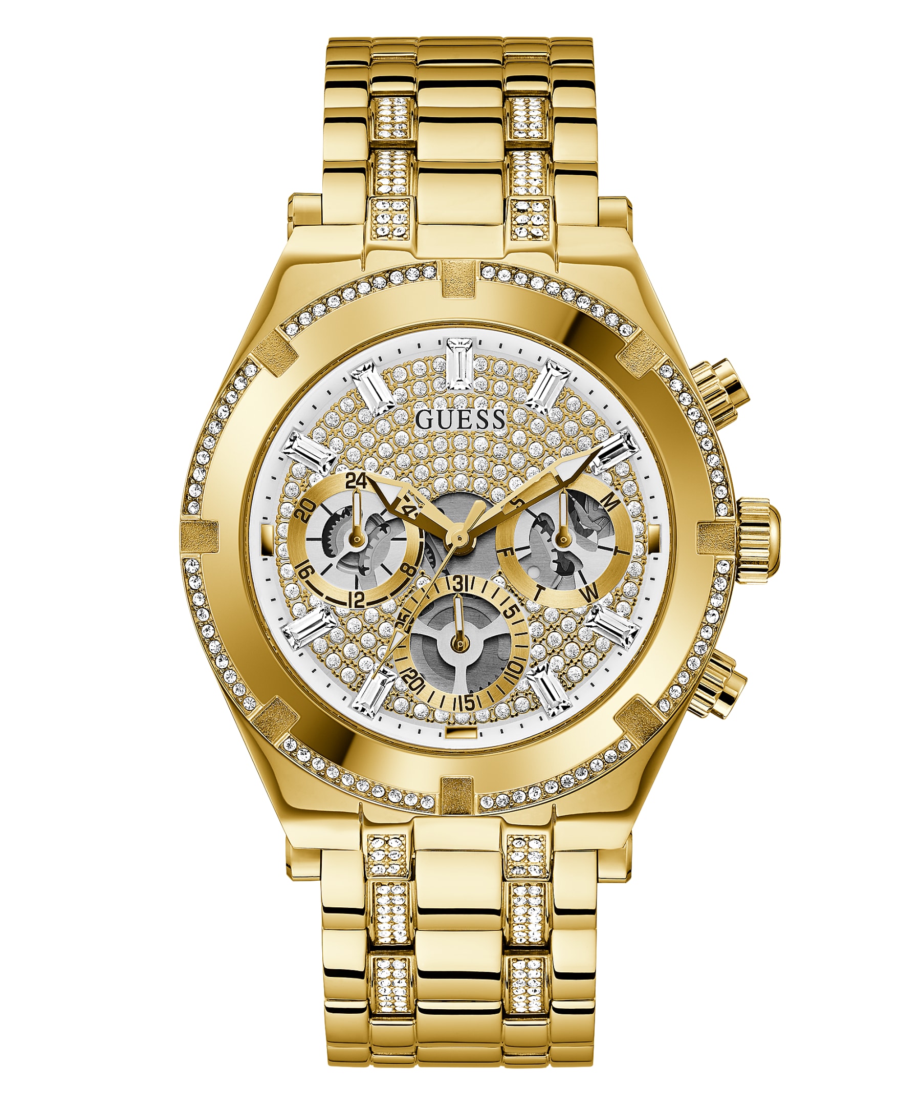 Montre pour homme en stainless, cadran garni de pierres