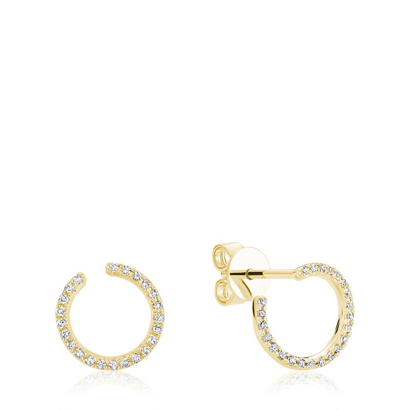 Boucles d'oreilles or 10K, 46 diamants pour 14 points total, cercle ouvert
