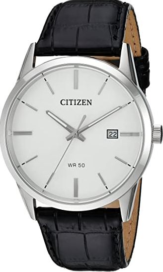 Montre pour homme en stainless, bracelet de cuir, 5ATM