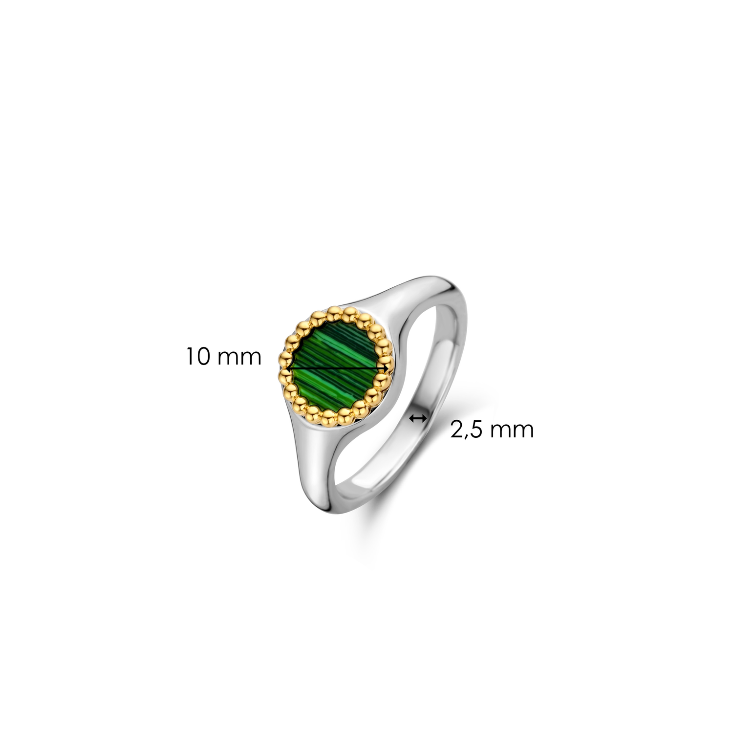 Bague argent 925, boules, pierre ronde style 