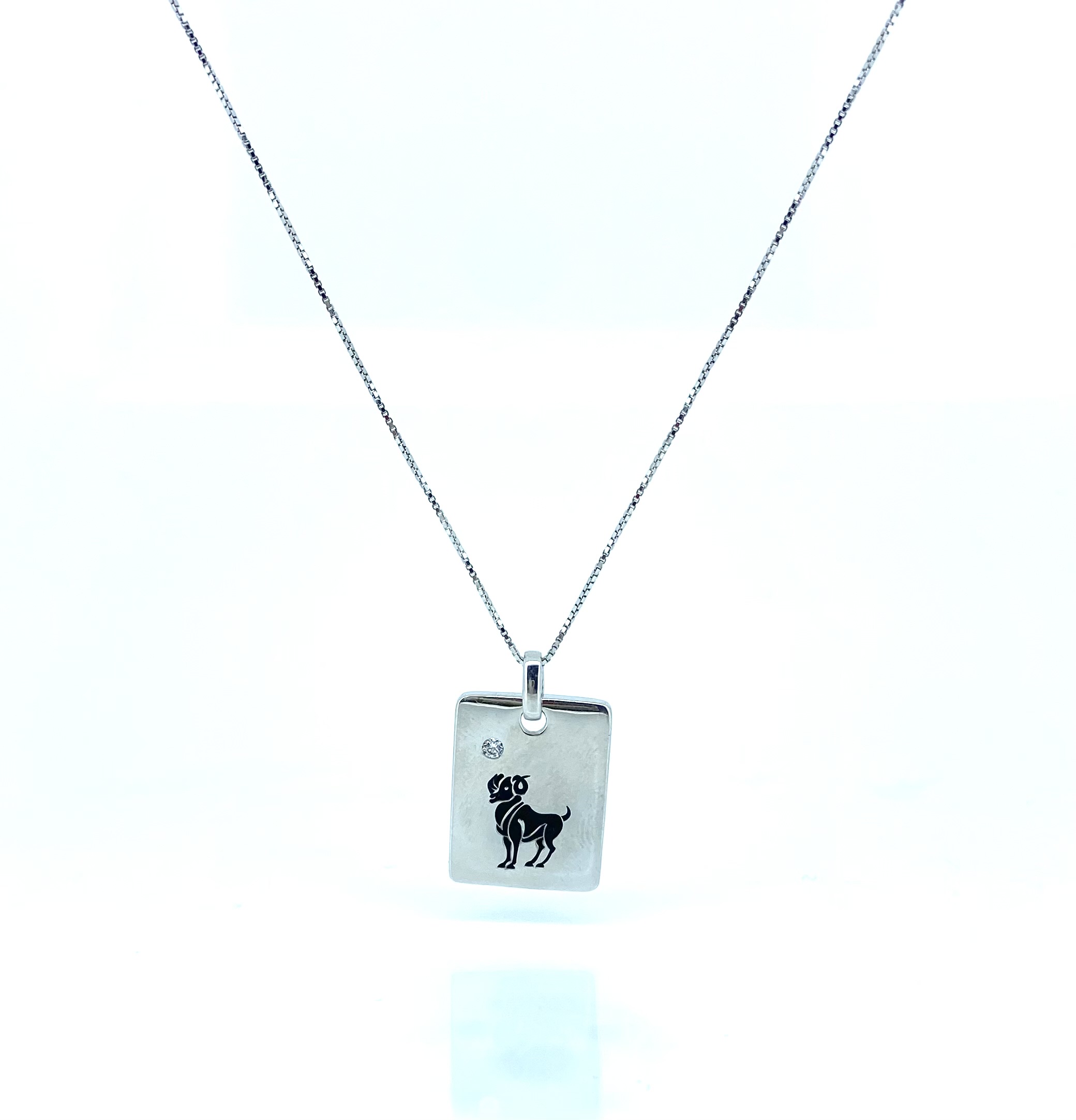 Pendentif en argent 925, cubic zirconium, chèvre