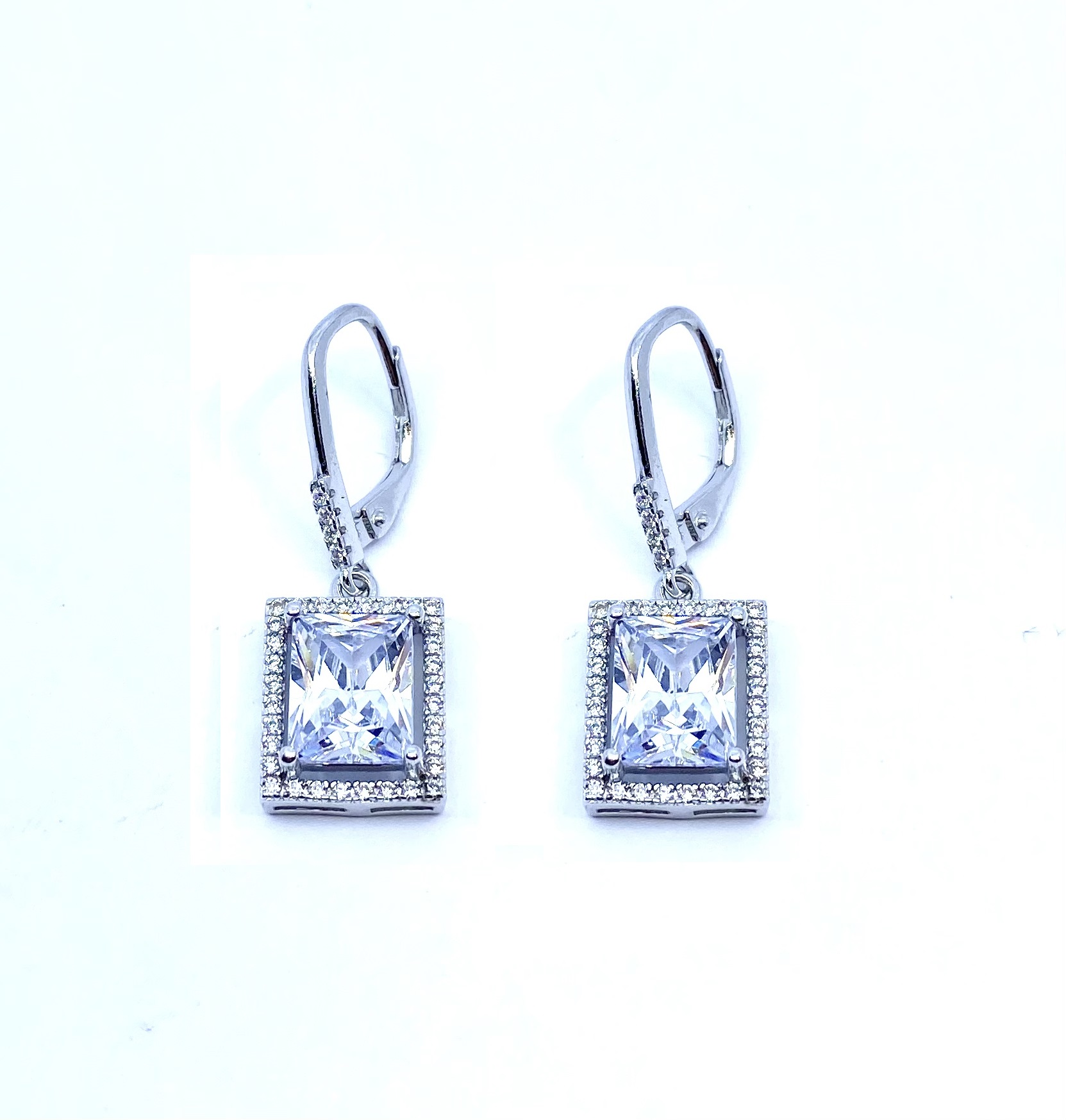 Boucles d'oreilles pour femme en argent 925, zircons, crochet