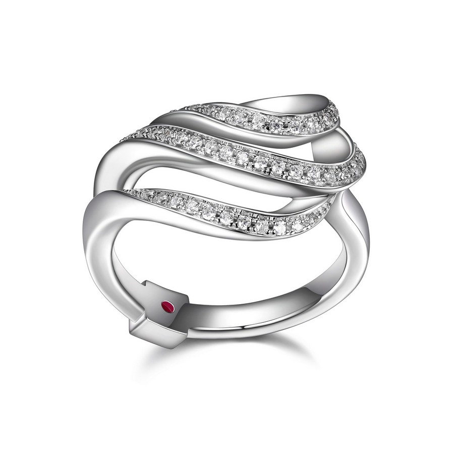 Bague argent 925, tiges twistées garnies de pierres