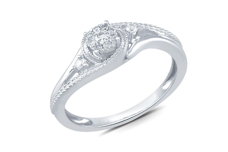 Bague or 10K, 11 diamants pour 10 points total