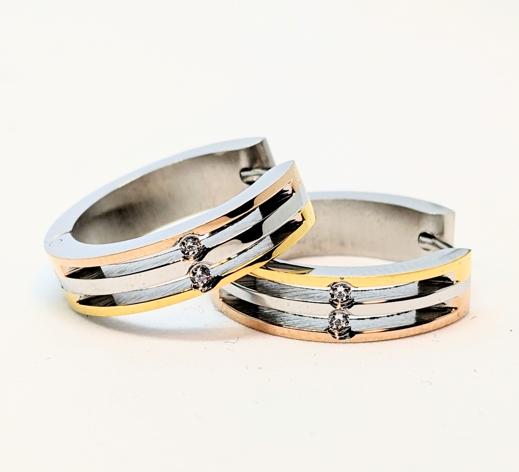 Boucles d'oreilles stainless, 2 pierres