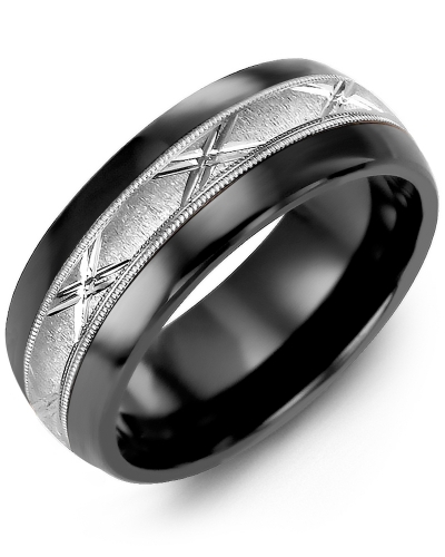 Bague pour homme en or 10k et céramique