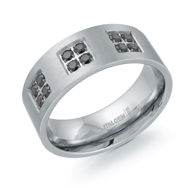 Bague pour homme en stainless, zircons - SMR48-10 - Italgem