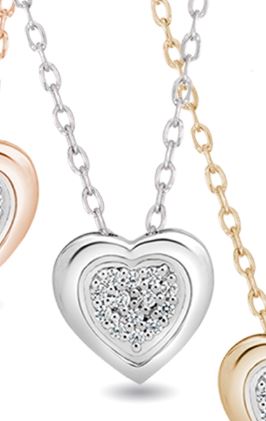 Pendentif or 10K, 13 diamants pour 5 points total, coeur