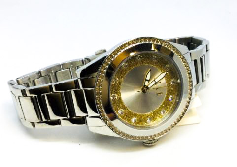 Montre femme, stainless, cadran entouré de pierres