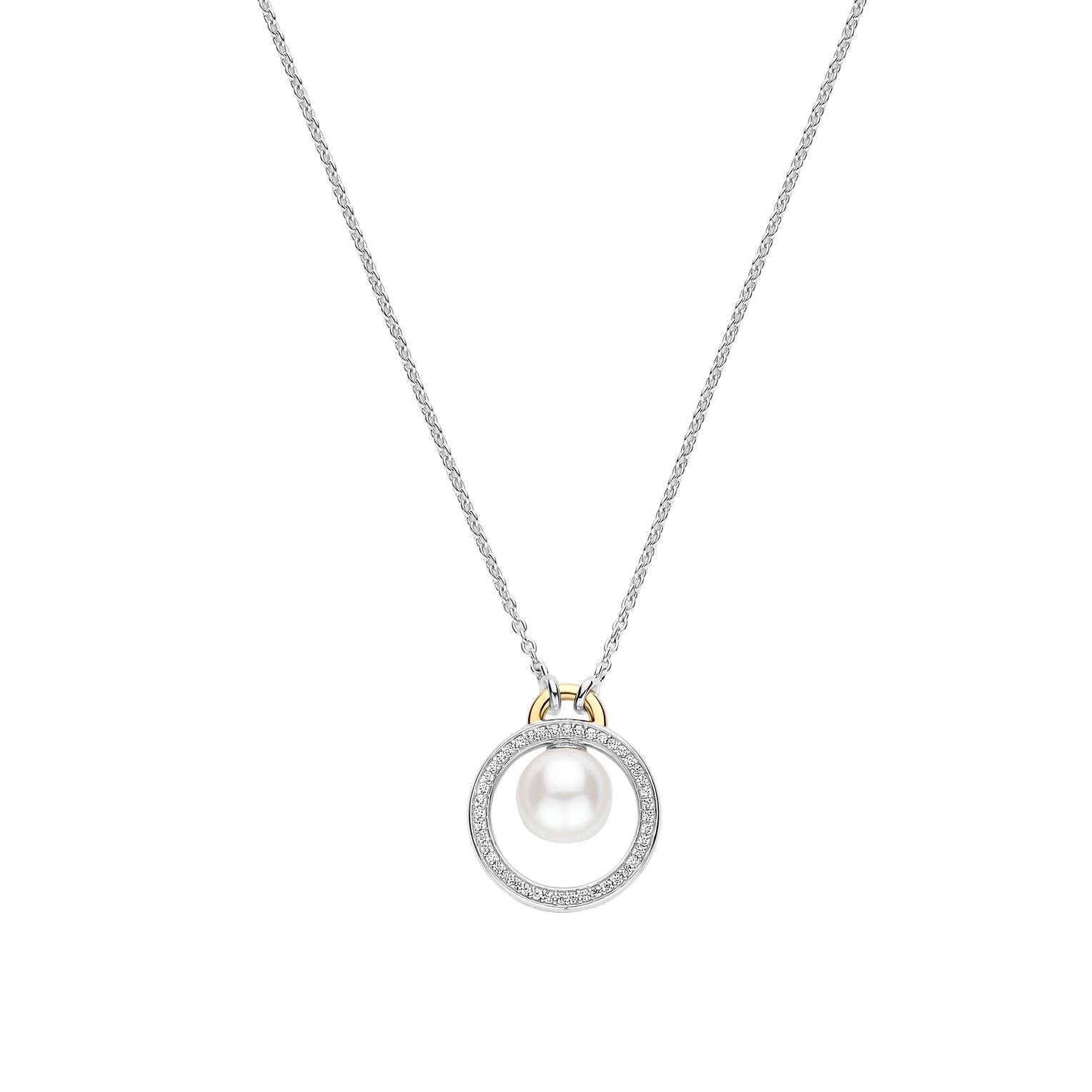 Pendentif pour femme en argent 925, cubic zirconium, perle - 34139YP/42 - Ti Sento Milano