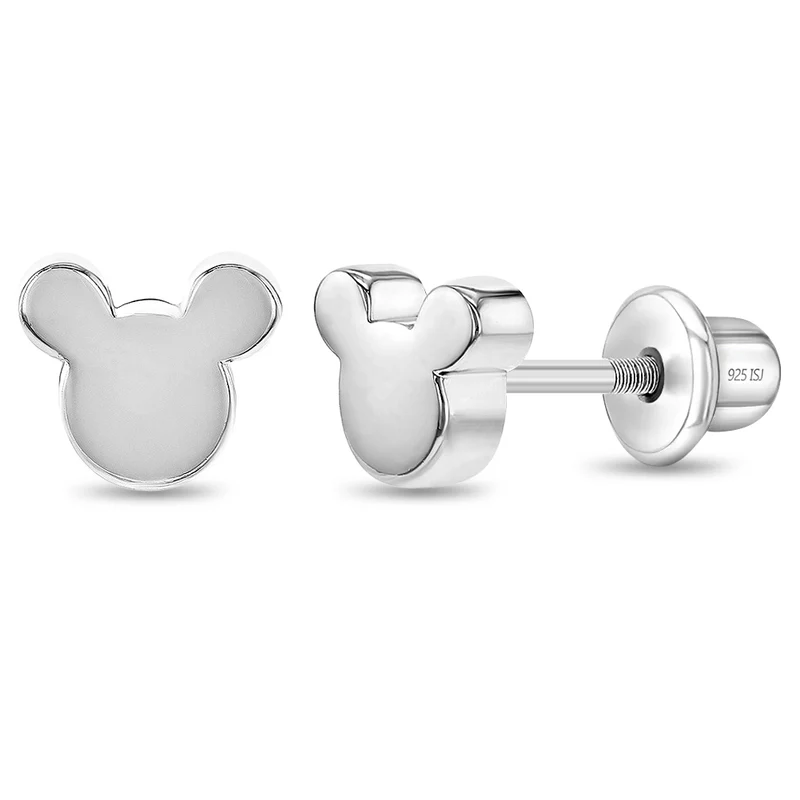 Boucles d'oreilles vissées pour enfant en argent 925, mickey mouse - SS-03-00259 - In Season Jewelry
