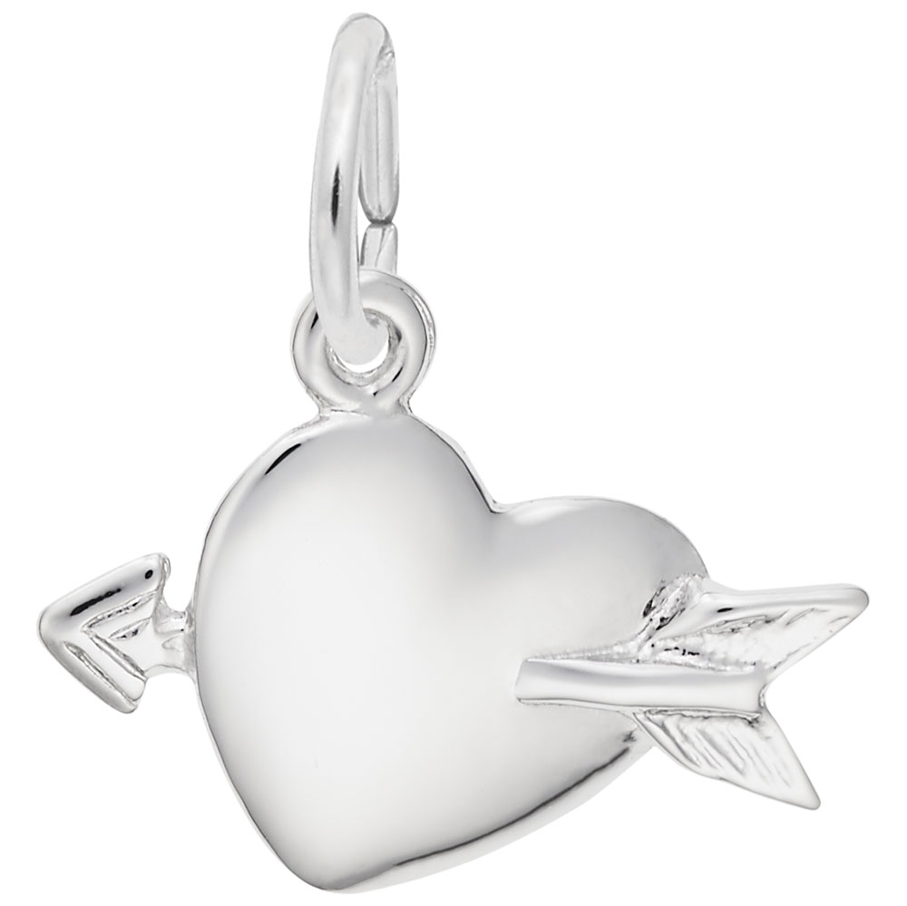 Pendentif pour femme en argent 925, coeur, flèche