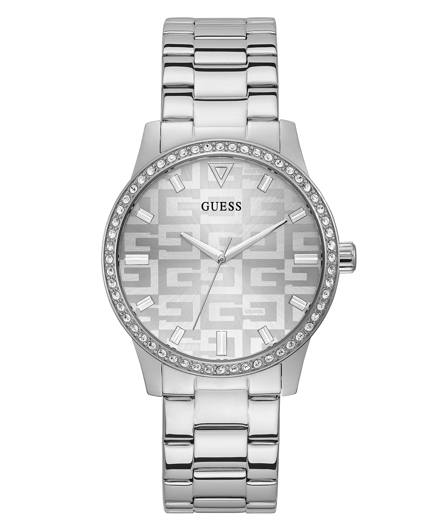 Montre pour femme en stainless, cadran entouré de pierres, 