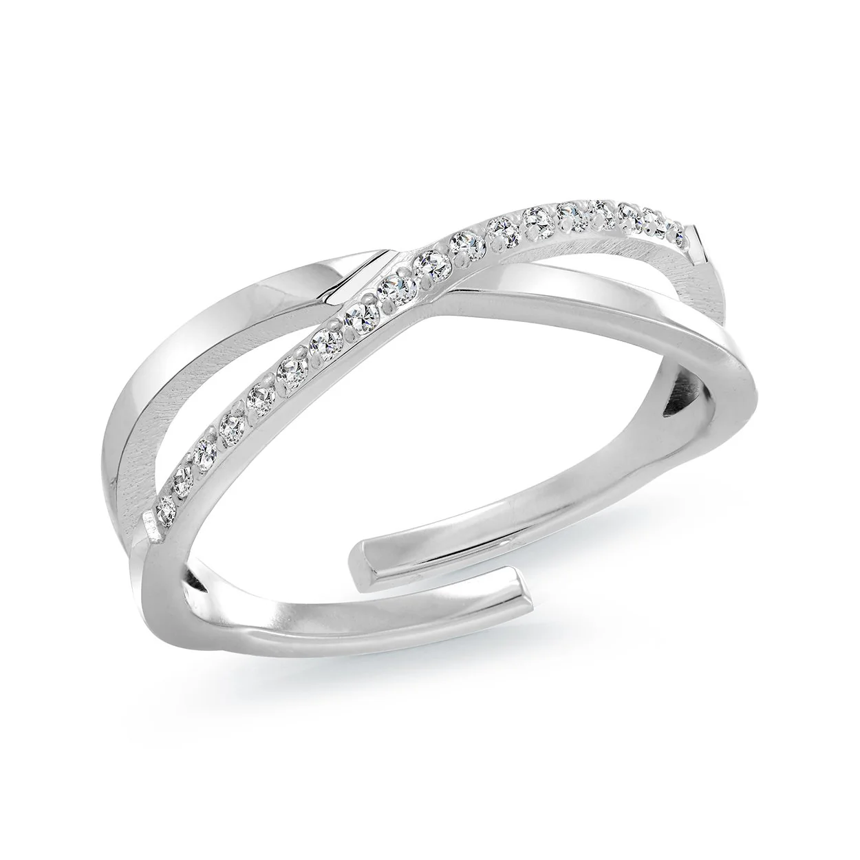 Bague ajustable pour femme en stainless, cubic zirconium - SWR20-OS - Italgem