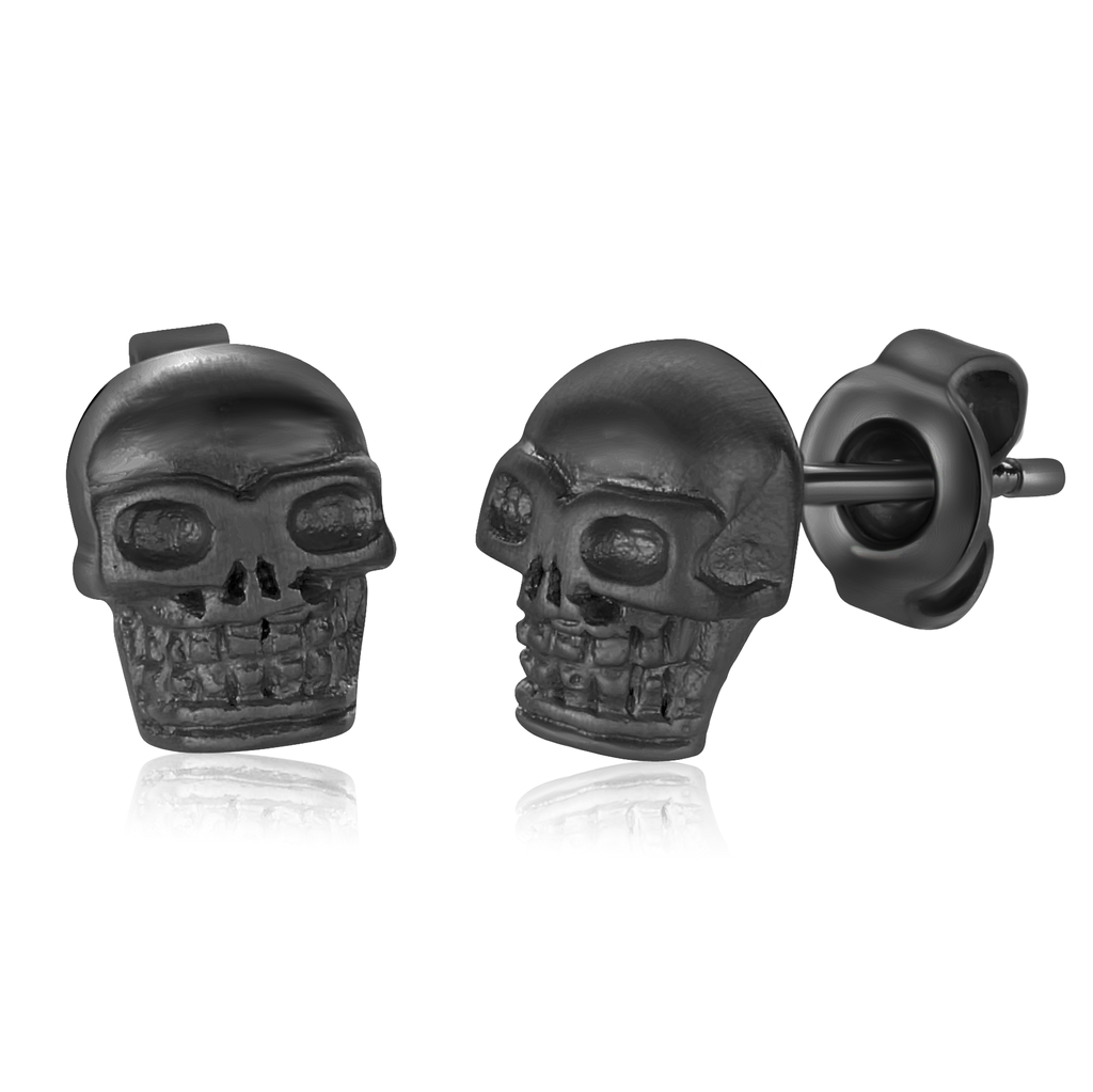 Boucles d'oreilles stainless, stud tête de mort