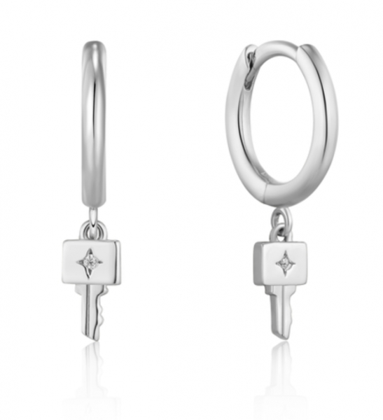 Boucles d'oreilles pour femme en argent 925, zircons, clée