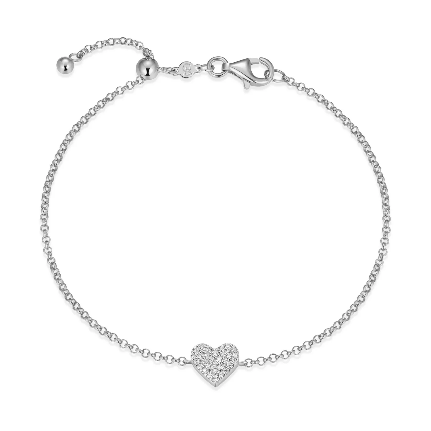 Bracelet pour femme en argent 925, 0.10 carat de diamants laboratoires, coeur - R1ACXHKH43 - M by Monte Luna